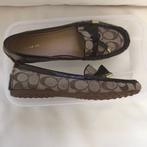 Coach signature flats with pattern leather accents